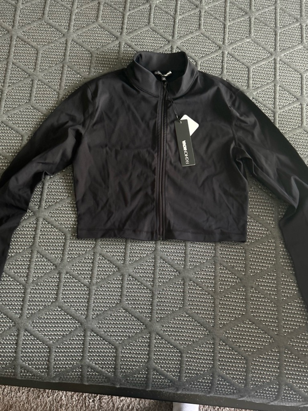 Fashion Nova Black Cropped Bomber Jacket